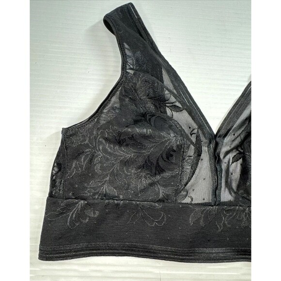 Wacoal 810340 Net Effect Soft Cup Bra Bralette Lace Wire Free Black Sz 32 - Picture 4 of 9